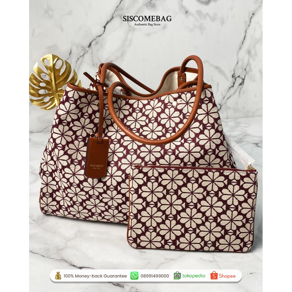 KS spade flower tote burgundy
