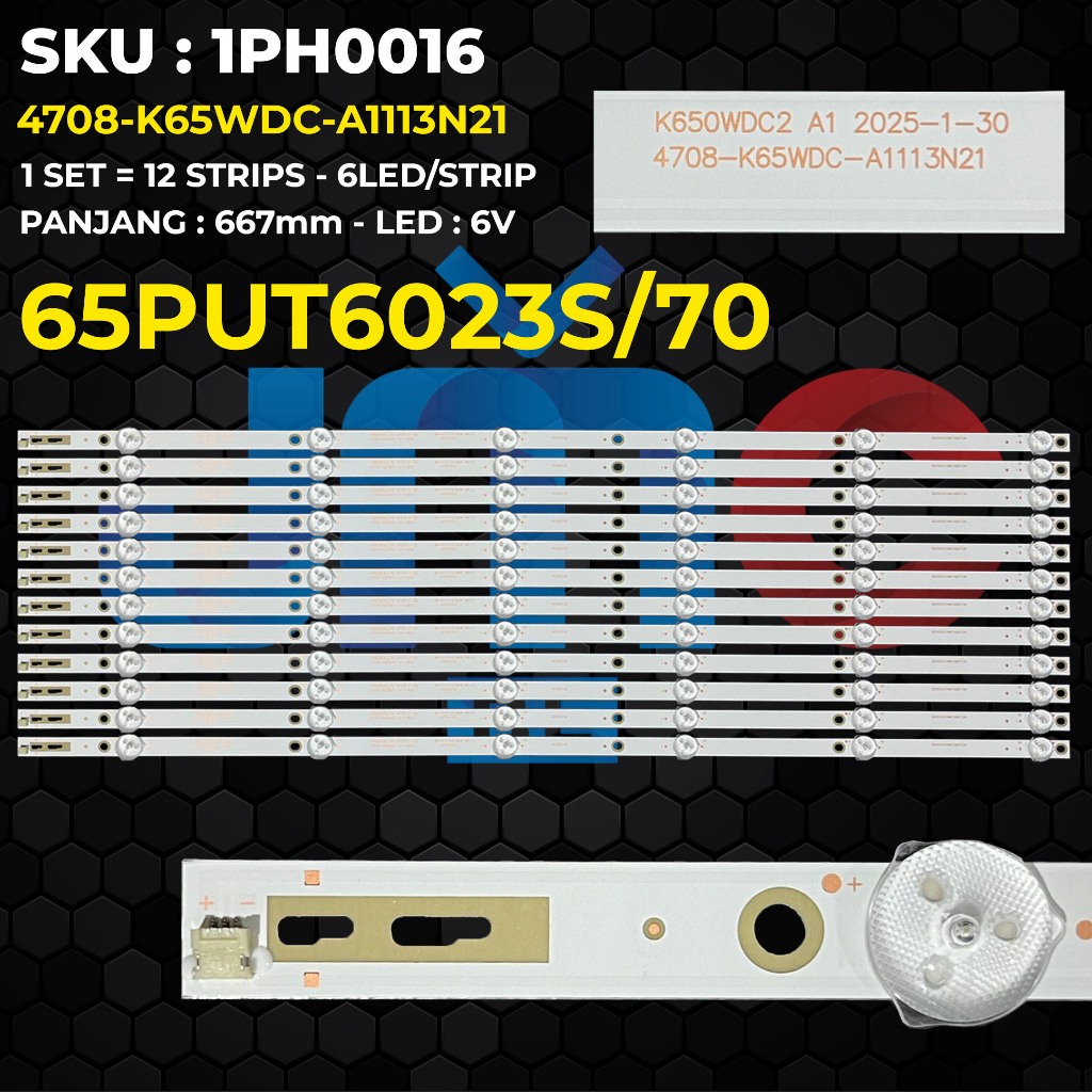 Backlight TV Philips 65 Inch 65PUT6023S/70 4708-K65WDC-A1113N21