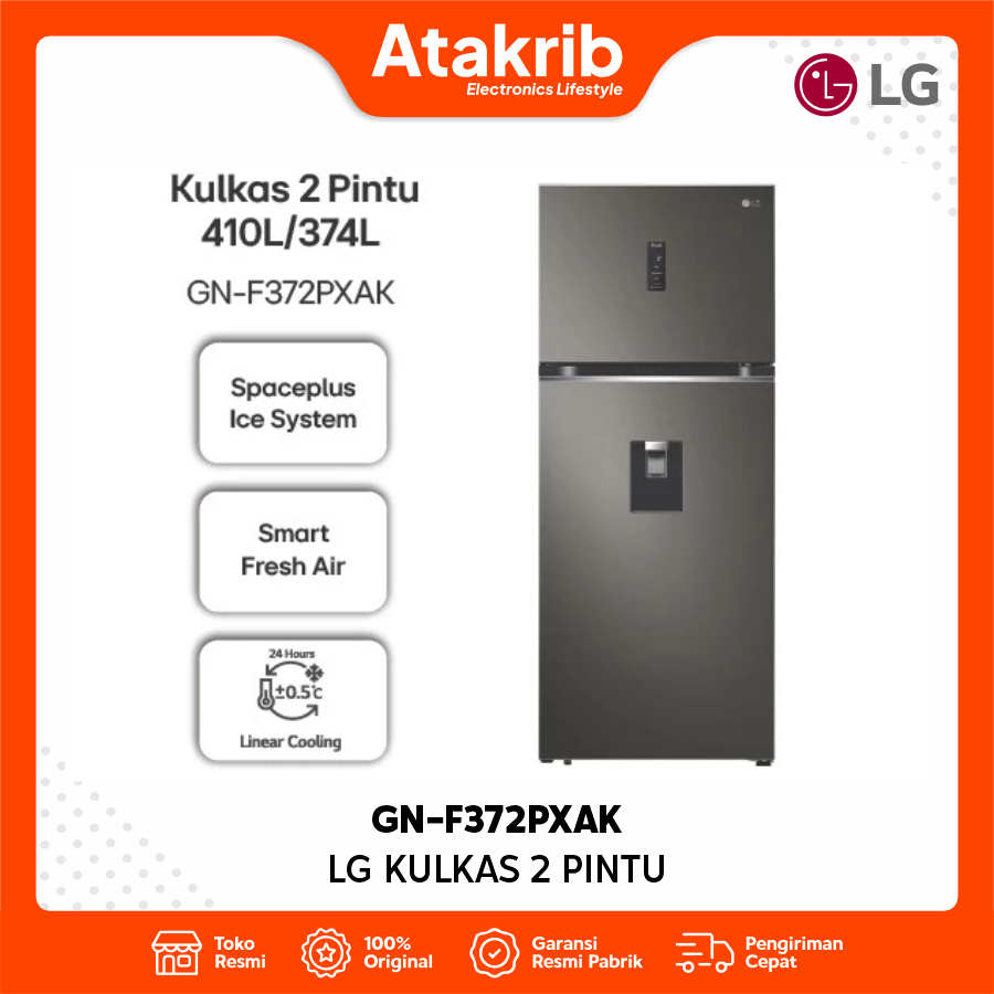 LG KULKAS 2 PINTU GN-F372PXAK / GNF372 - 363 Liter