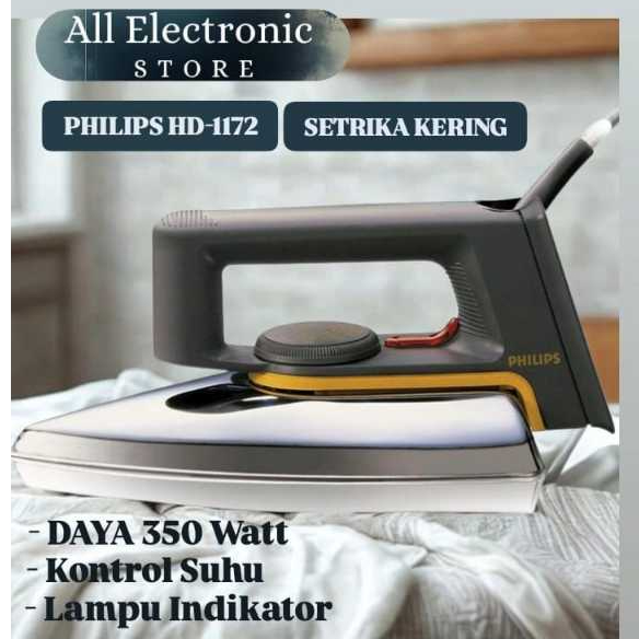 Setrika Kering Philips Classic HD-1172/99 Dry Iron Anti Lengket - Garansi Resmi 2 Tahun Philips Indo
