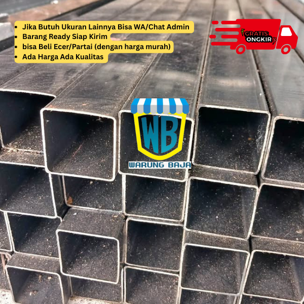 Hollow Hitam 30 x 30 x panjang 6 meter - holo hitam - besi murah - warung baja -  hollow hitam 30x30