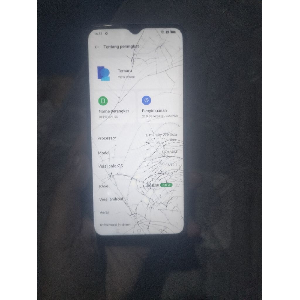 mesin Oppo a78 5g normal minus lcd pecah . unit bonus