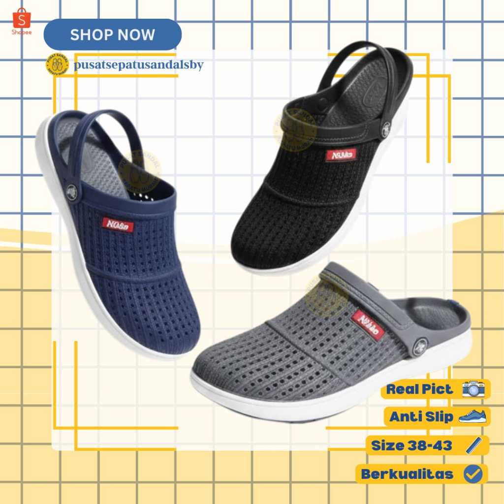 Sandal selop karet pria BAKPAO anti air awet NIKKO 8151/sepatu karet murah/selop kerja/sepatu kuliah