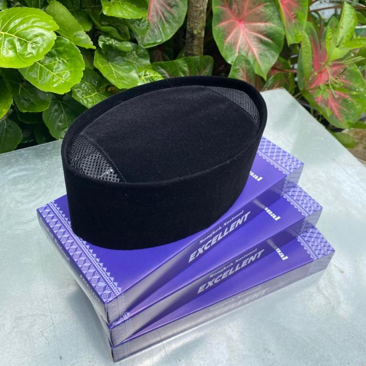 Peci Songkok Ac Hitam Polos Bludru Halus Songkok Nasional