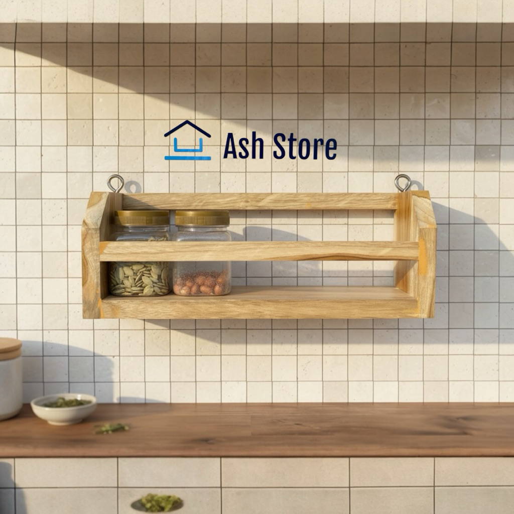 Rak Bumbu Dapur Serbaguna Gantung Rak Kayu Minimalis
