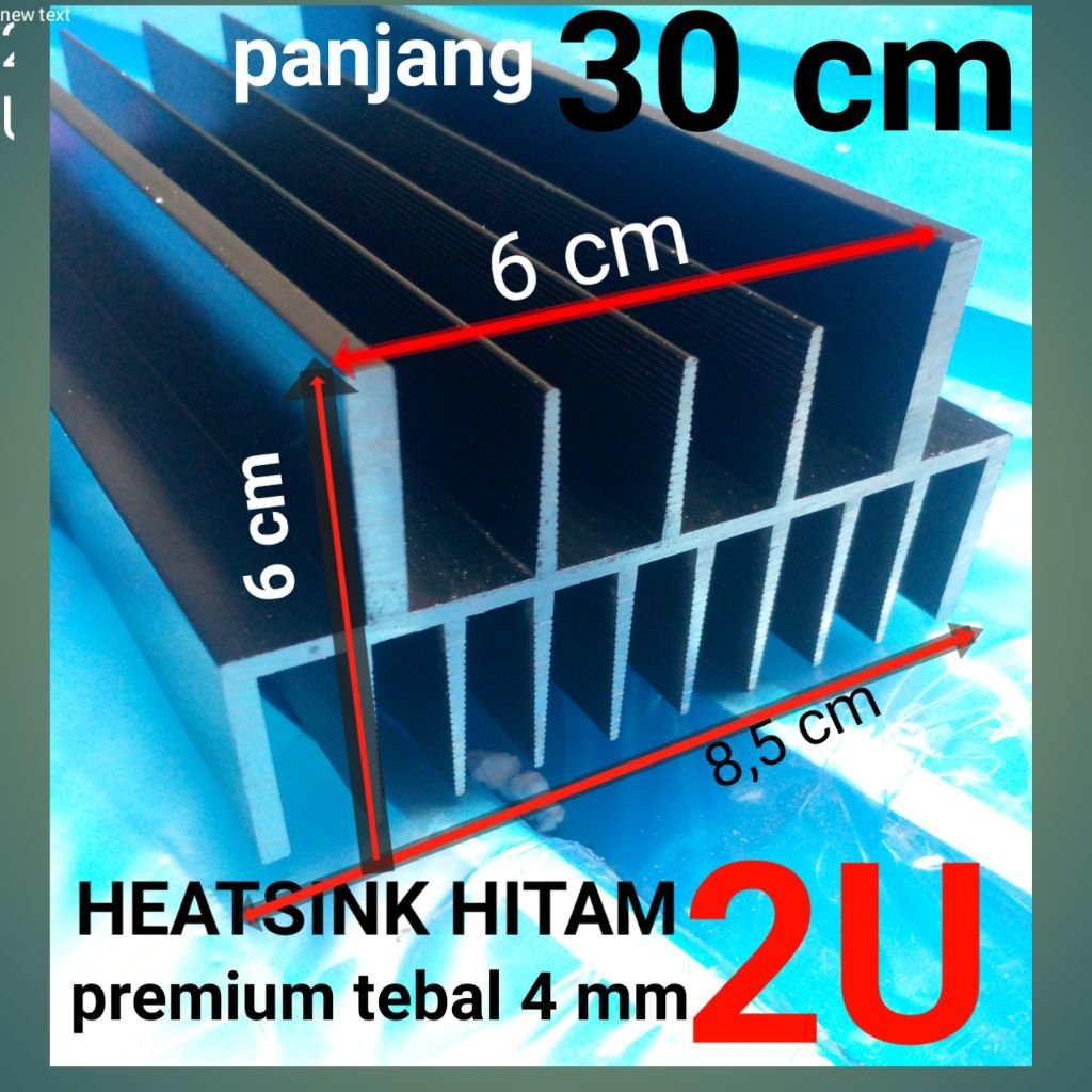 PENDINGIN -HEATSINK 2U WARNA HITAM PANJANG 30 CM TEBAL 4 MM
