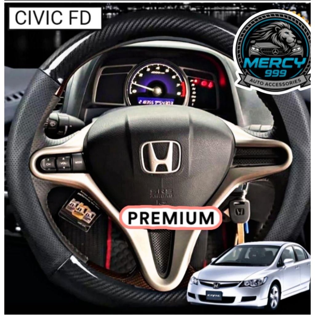 Cover Sarung Stir Setir Kulit Karbon Carbon Mobil Honda HONDA CIVIC FD 2007-2012