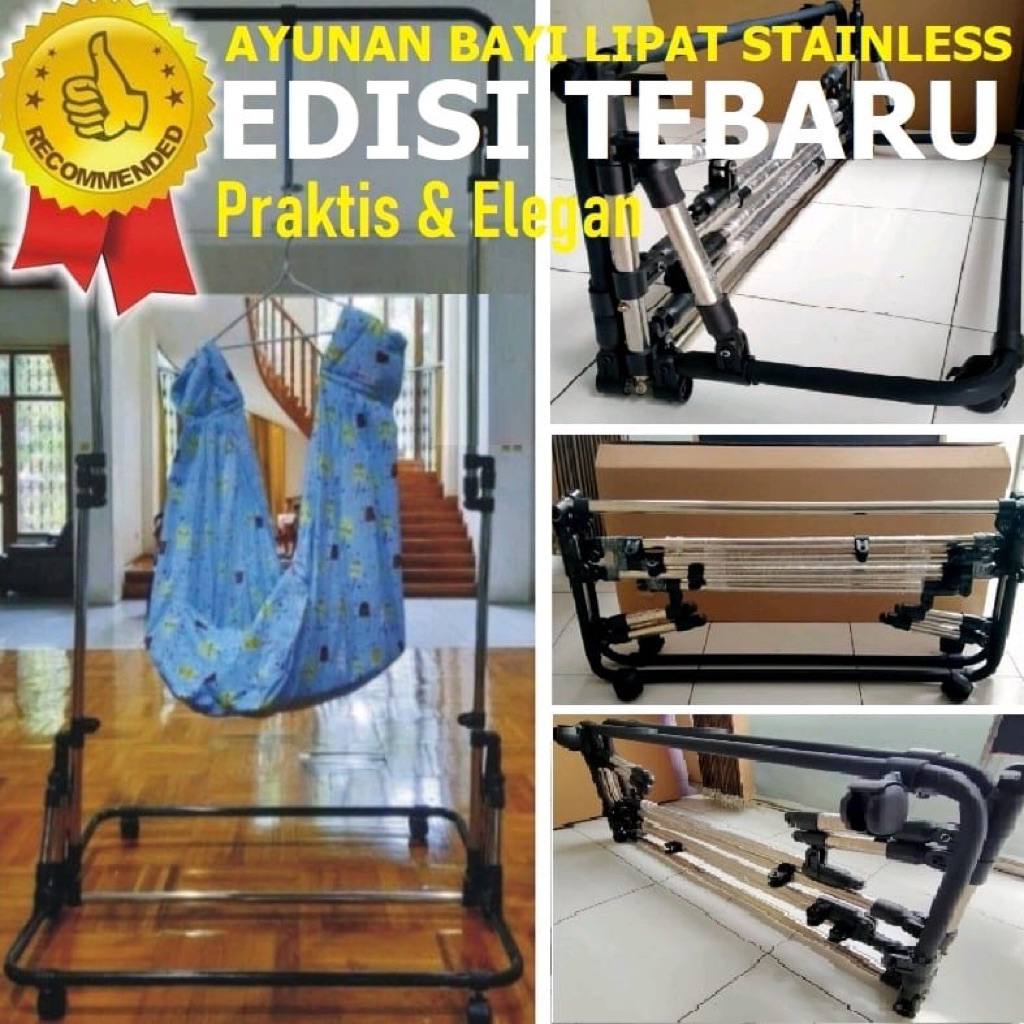 Tiang Ayunan Bayi Lipat Stainless Portable