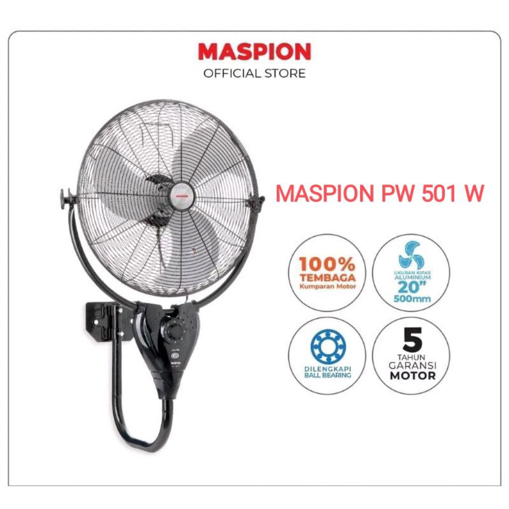 Maspion Kipas Angin Dinding 20 inch PW 501W / Maspion Wall Fan PW 501 W