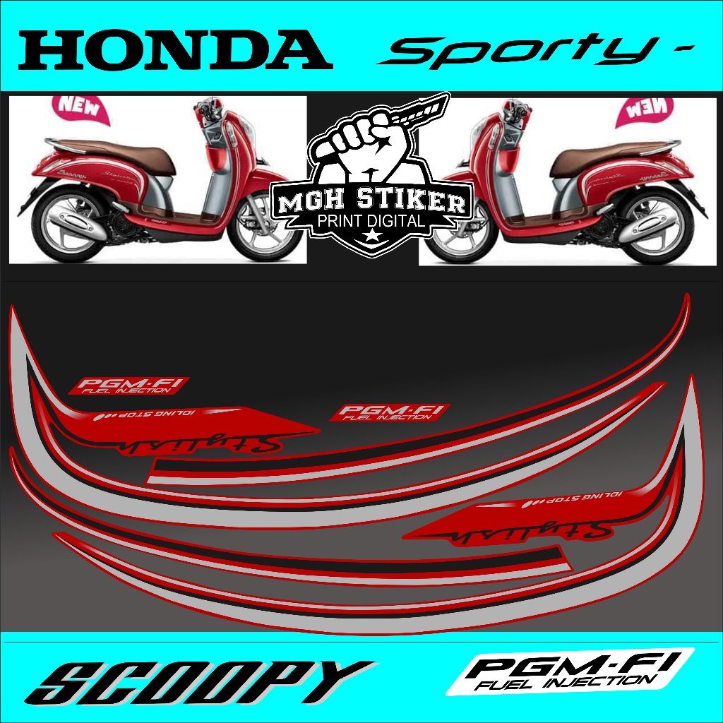 Stiker Scoopy Les Striping Scoopy Sporty - Stiker Sticker Striping Variasi Lis Honda Scoopy 2015-201