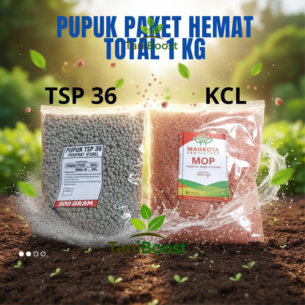 Paket Hemat Pupuk TSP 36 + KCL | 500gr + 500gr | Total 1Kg | Pupuk Phospat & Kalium