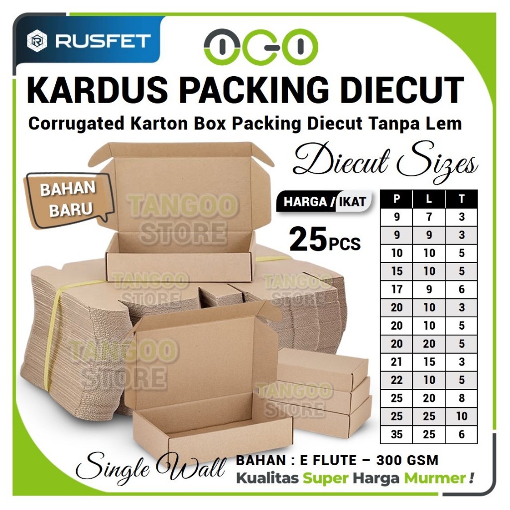 Kardus Box Packing Diecut Rusfet - Karton Kotak Die Cut Packaging Pizza Hampers Packing Barang Murah