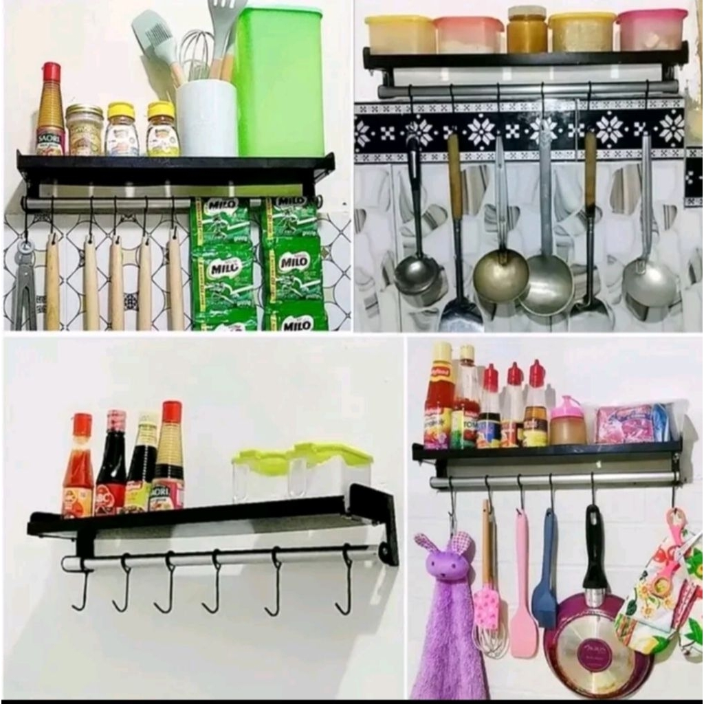 TEMPAT BUMBU DINDING BESI RAK KITCHEN BUMBU BESI GANTUNGAN SPATULA DAPUR RAK PENYIMPANAN BUMBU