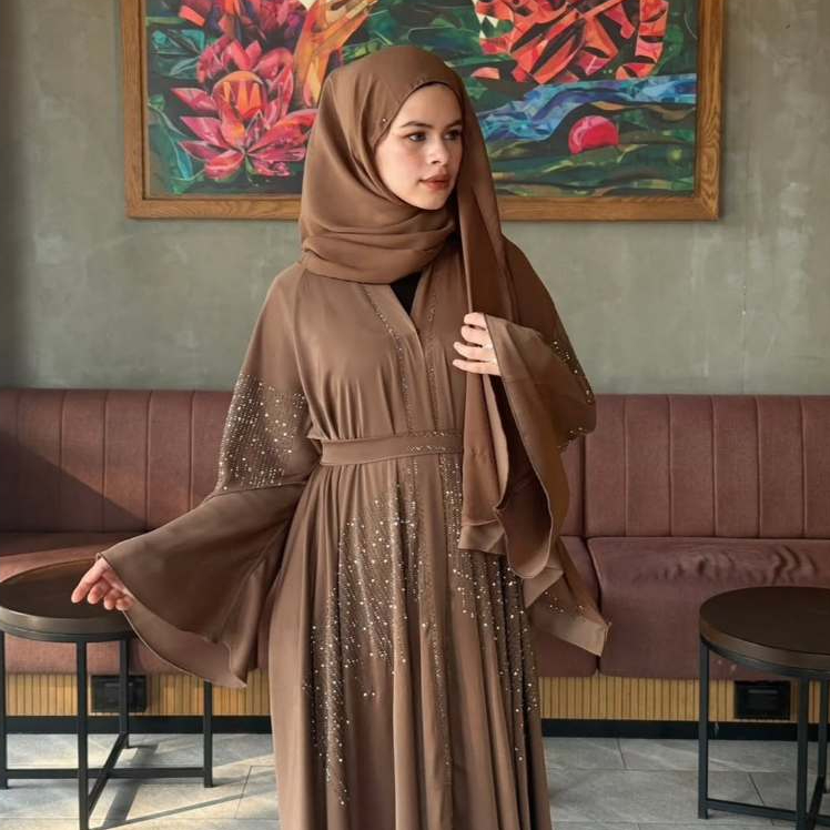 ABAYA DUBAI ORIGINAL DAVINA KARAMOY / GAMIS LEBARAN IMPORT ABAYA UMROH PAYET MODEL KLOK MAYUNG