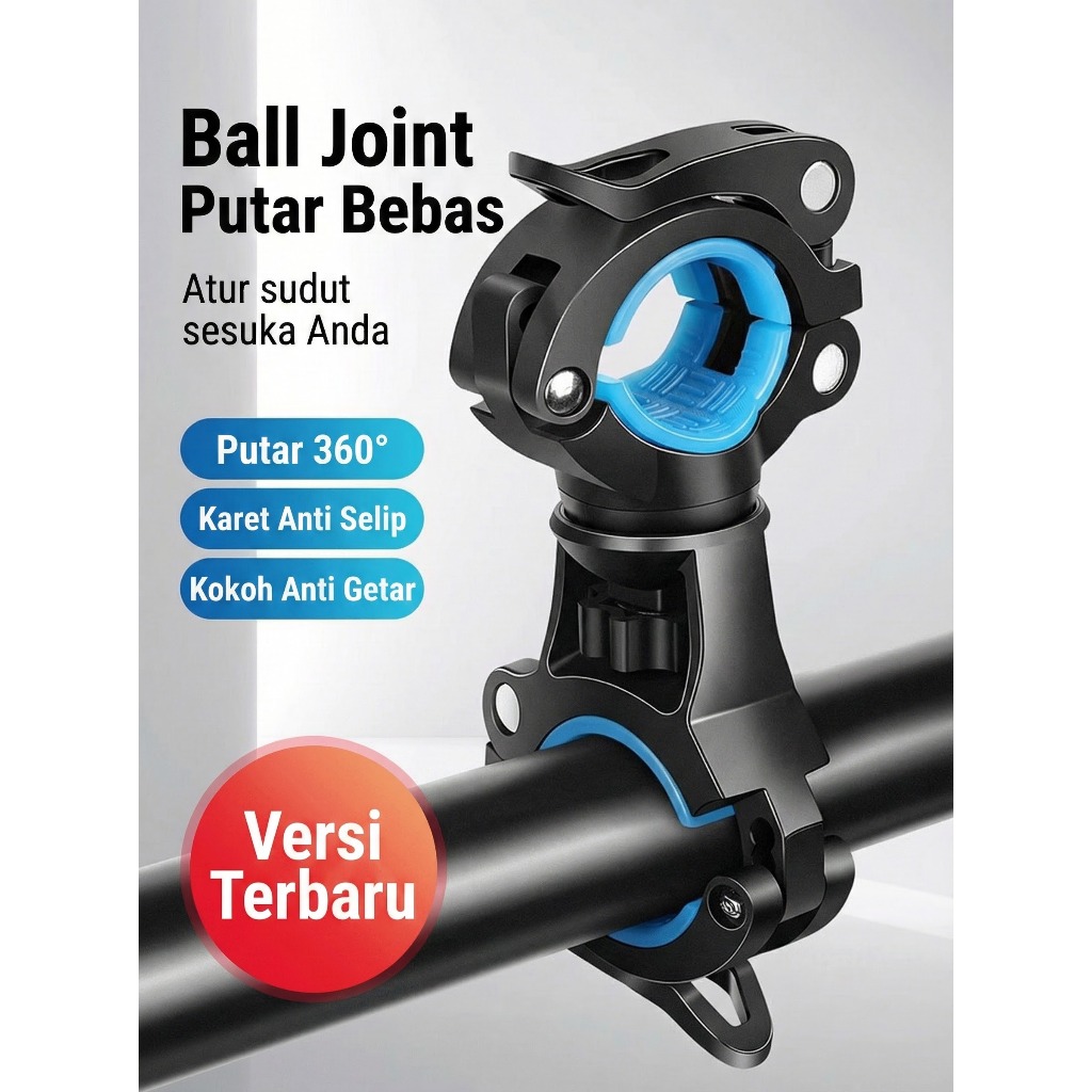Dudukan Lampu Sepeda Ganda 360 Putar Quick Release Bracket Senter untuk Stang Sepeda Motor MTB