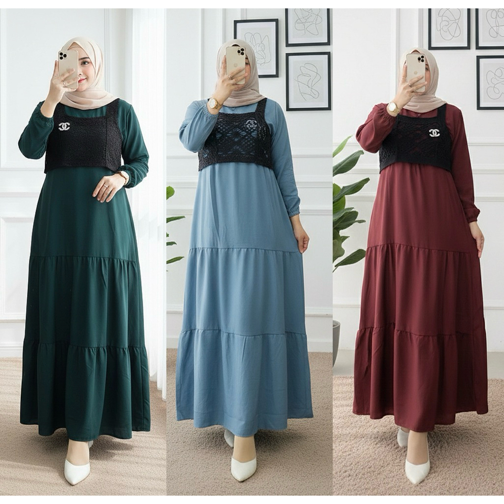 SCH_ GAMIS PREMIUM TERLARIS SYAKILA OUTER RAJUT/GAMIS TERBARU/GAMIS PESTA/GAMIS CANTIK