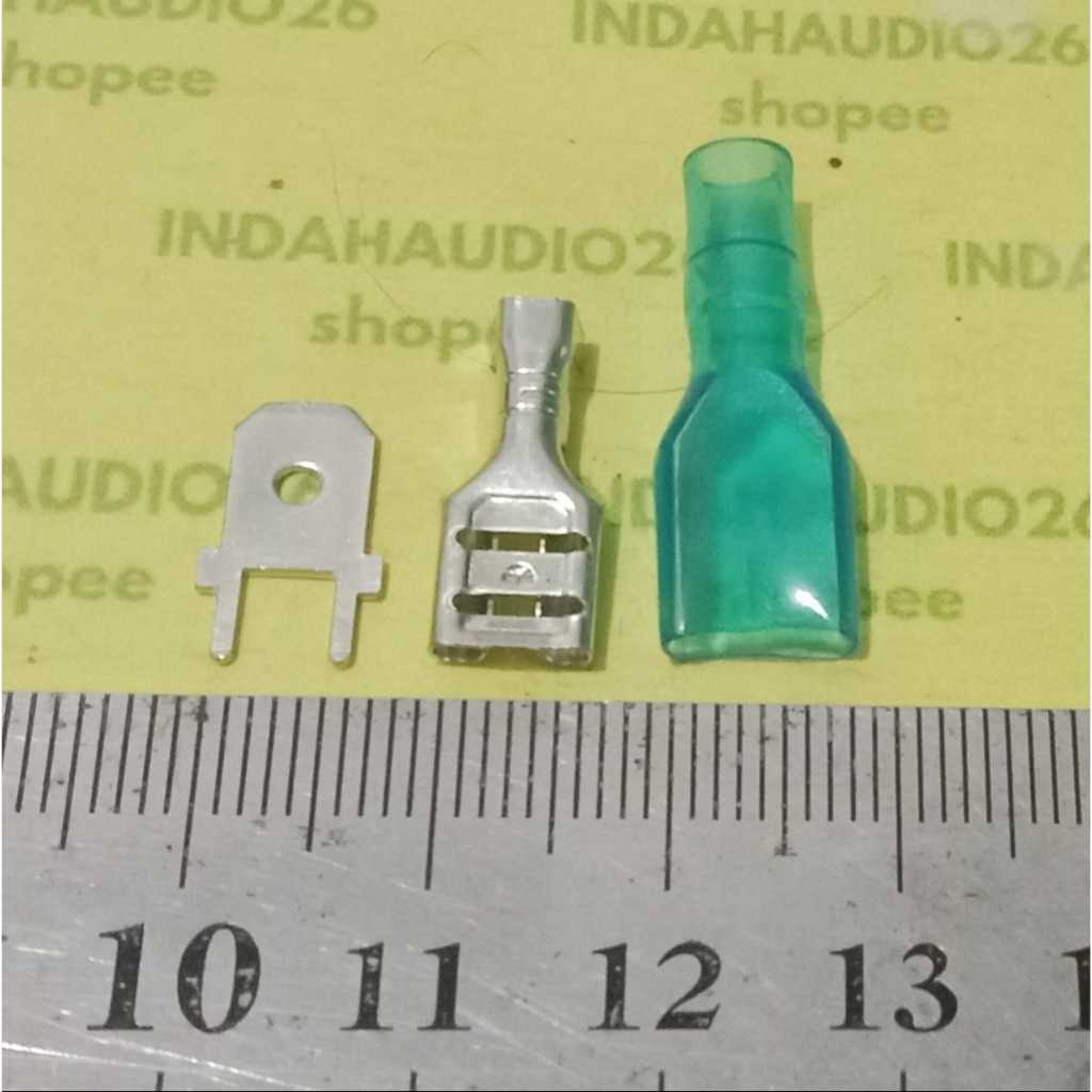 10set   skun pcb 6.3mm male female selongsong karet biru 6,3mm untuk skun PCB cowo cewe biru putih s