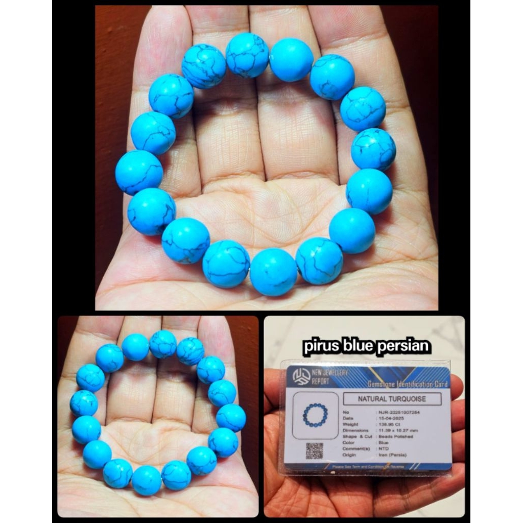 gelang batu pirus blue persian jumbo ceplok kuro ya