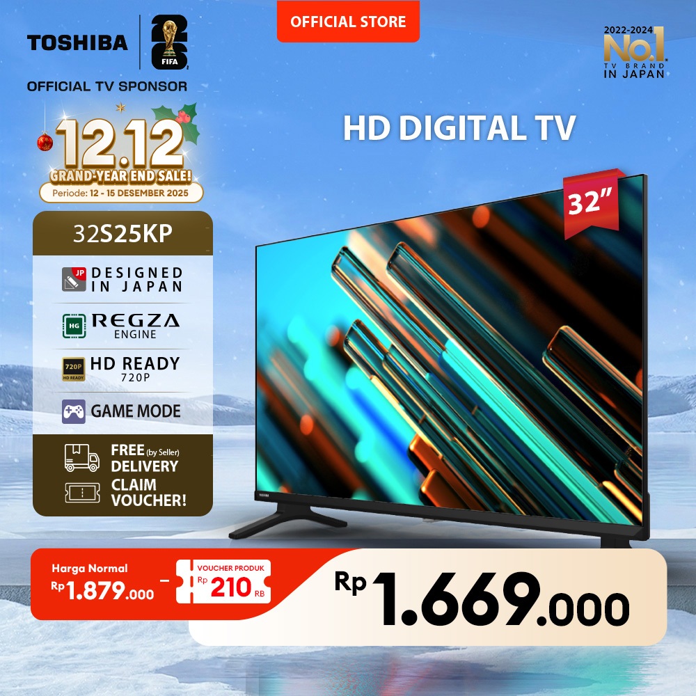 Toshiba TV 32" HD Digital TV - Dolby Audio Regza Game Mode HDMI USB - 32S25KP