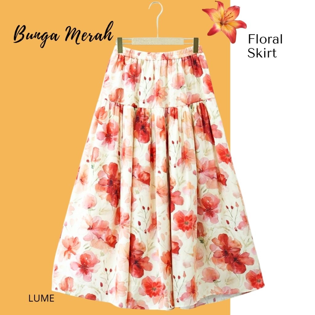 Floral Pattern Skirt | Rok Motif Bunga | ROK WANITA FLORAL | Korean Skirt | Floral Skirt | Rok Panja