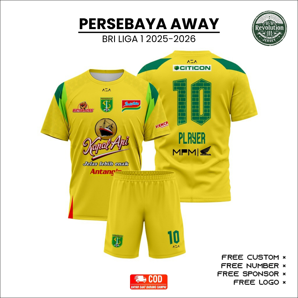 JERSEY PERSEBAYA AWAY 2025-2026 FREE CUSTOM NAMA DAN NOMOR