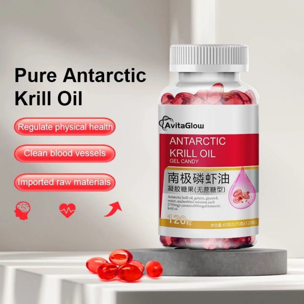 Oil Krill Avitaglow & ISA NEO Beli 1 Gratis 1 Minyak Krill Antartika 120 Kapsul Astaxanthin untuk Pe