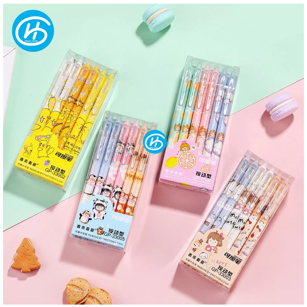 (12pc) Bolpen Gel Hapus /Pulpen Gel Hapus ODEMEI / ESELON Hitam Estetik/ Erasable pen