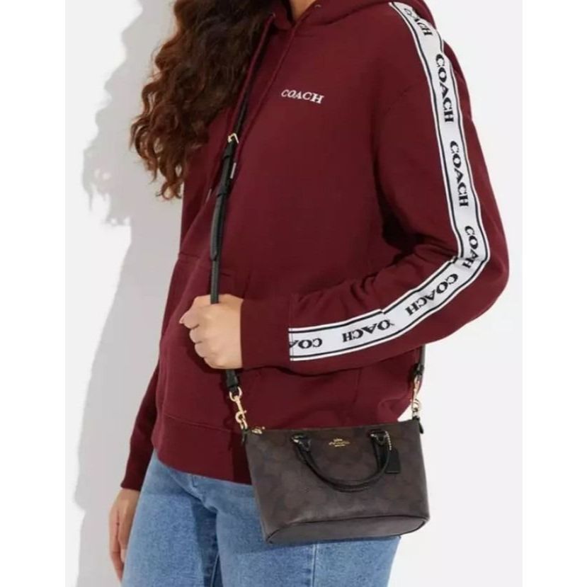 Preloved Ori Tas Selempang COC Mini Gallery In Signature Canvas Brown Black-(New)