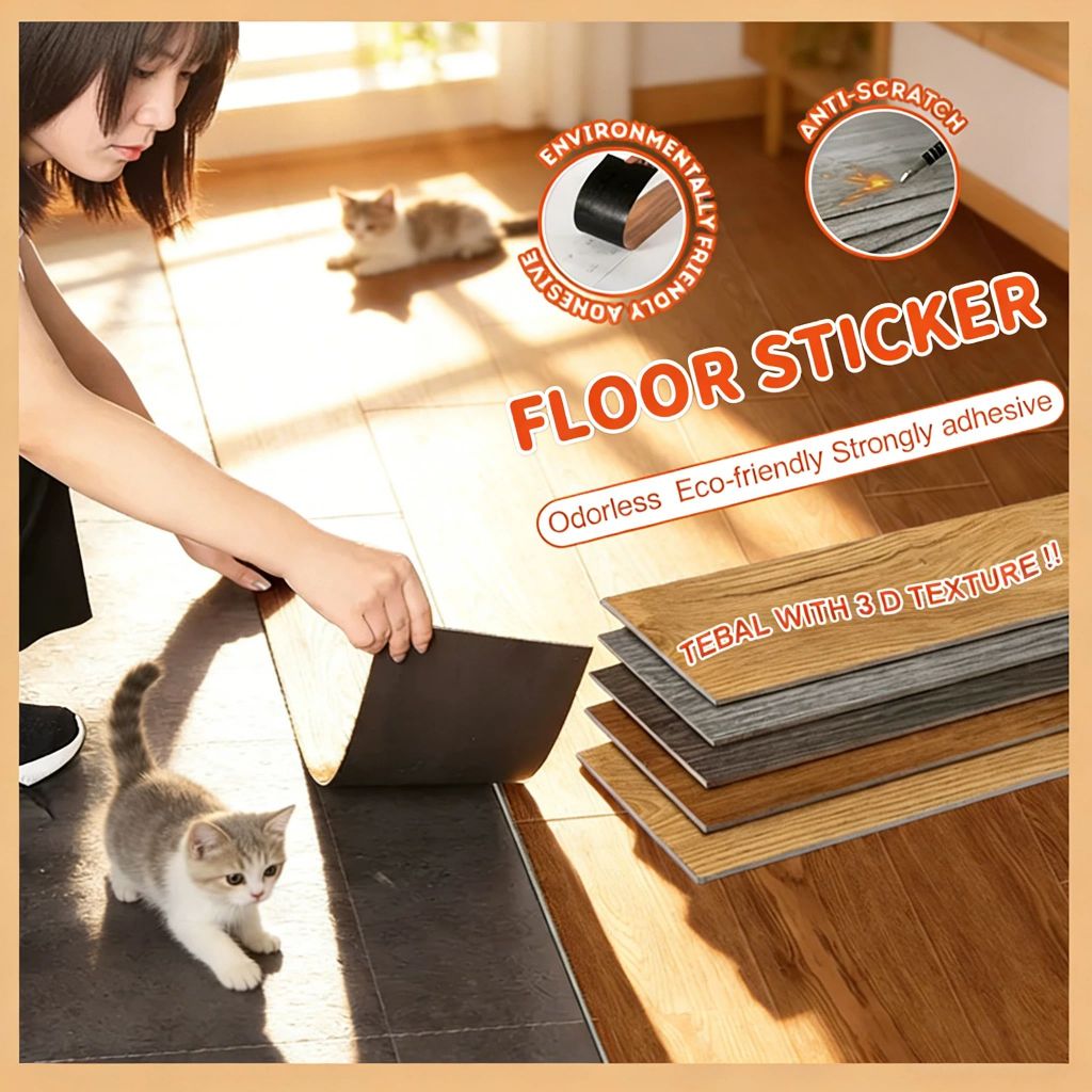 Lantai Vinyl Anti Rayap Air Vinyl Lantai Premium Parket Motif Kayu Waterproof Mudah Pasang Untuk Rum