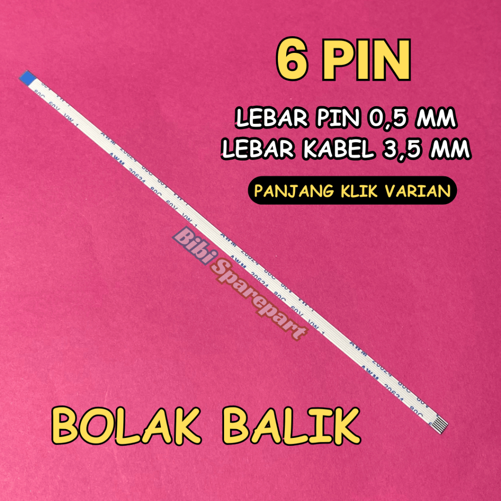 Kabel Fleksibel Switch Power Laptop ASUS 6 Pin Lebar Pin 0,5 MM Lebar Kabel 3,5 MM Bolak Balik A450C