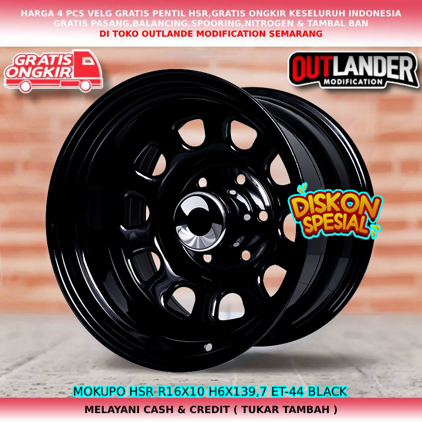 Velg offroad daytona ring16 lebar 10 untuk mobil Strada|Triton| Hilux DC | dll velg hsr mokupo R16