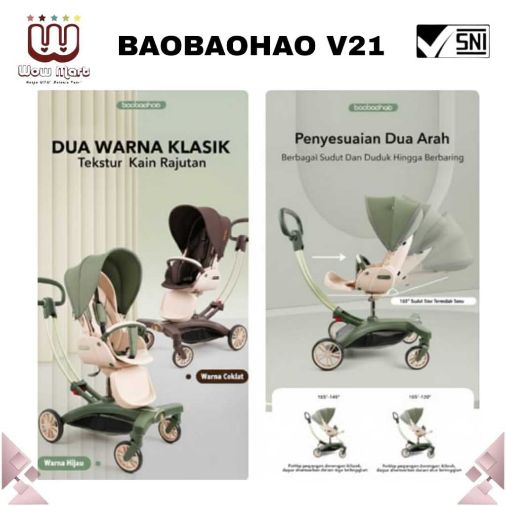 V21 Baobaohao Baby Deluxe Magic Stroller Adjustable Seat // Mainan Kereta Dorong Bayi Dua Arah // Ba