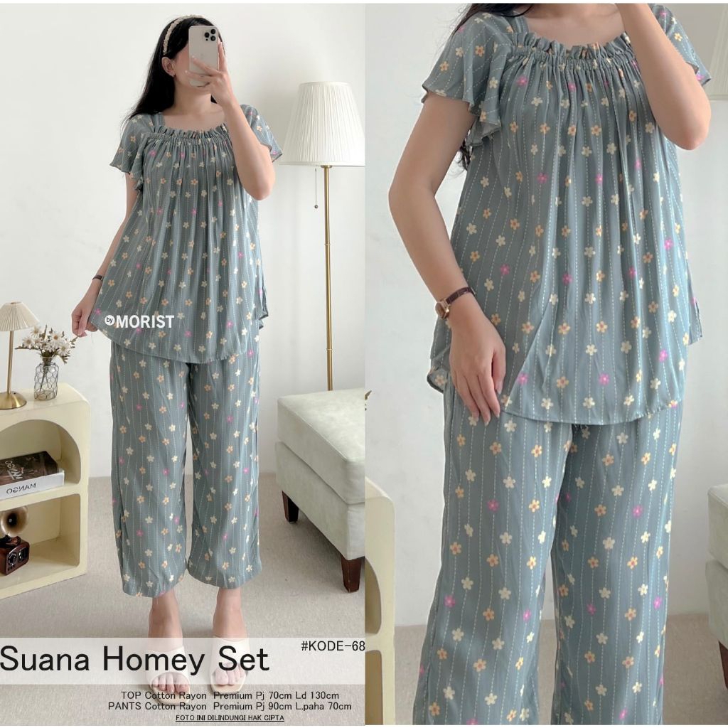 Setelan homeset by morist. set wanita terbaru. one set morist
