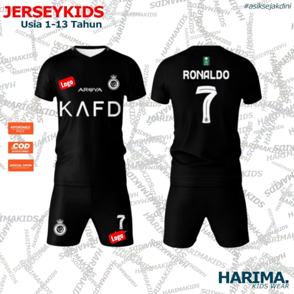 Baju jersey bola Anak Al nasr HITAM RONALDO 7