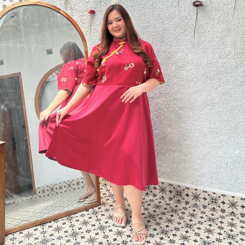 Fabsstore | Xiang Cheongsam Dress | Bigsize jumbo plussize oversize curvesize baju wanita semi forma