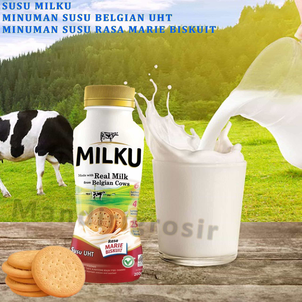 Minuman Susu Belgian UHT * Susu Milku * Minuman Susu Rasa Marie Biskuit * 200ml
