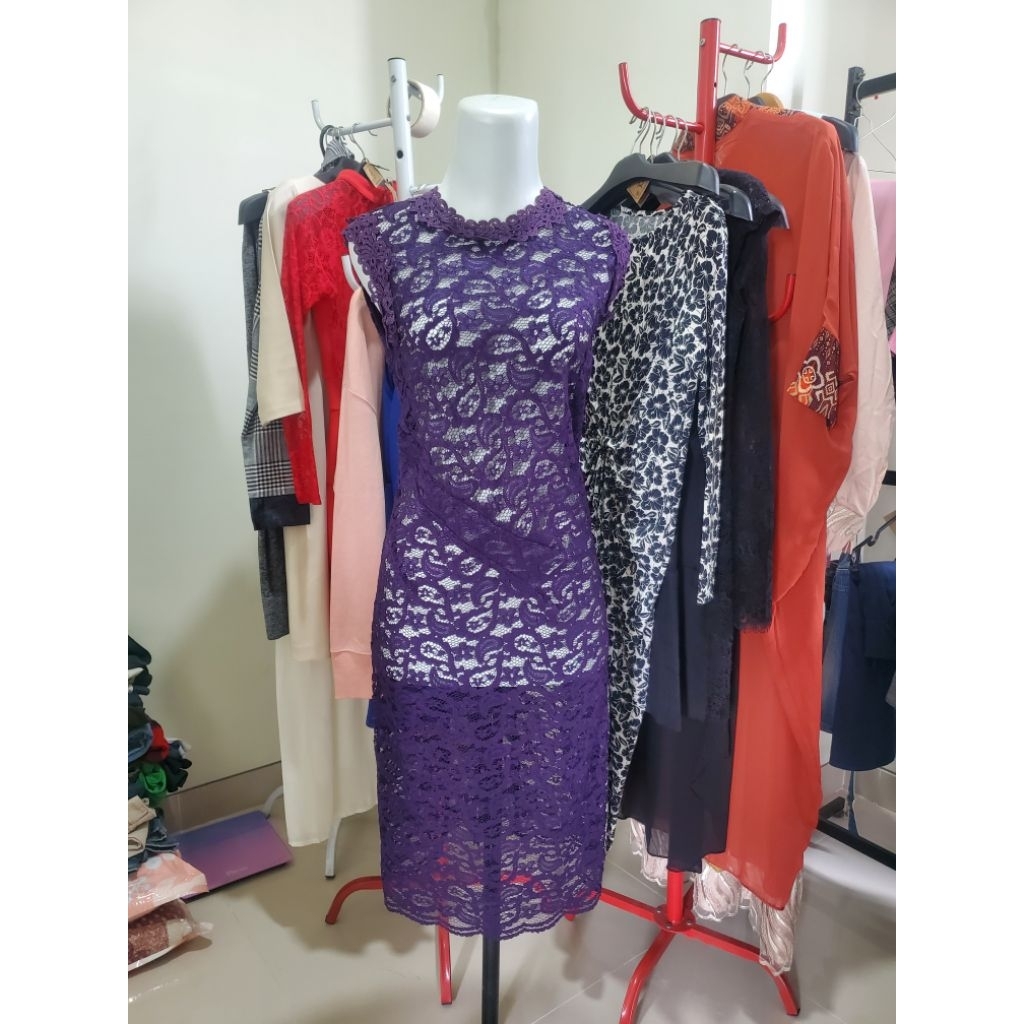 PL Brokat Dress /Outer Brokat/Dress Ungu