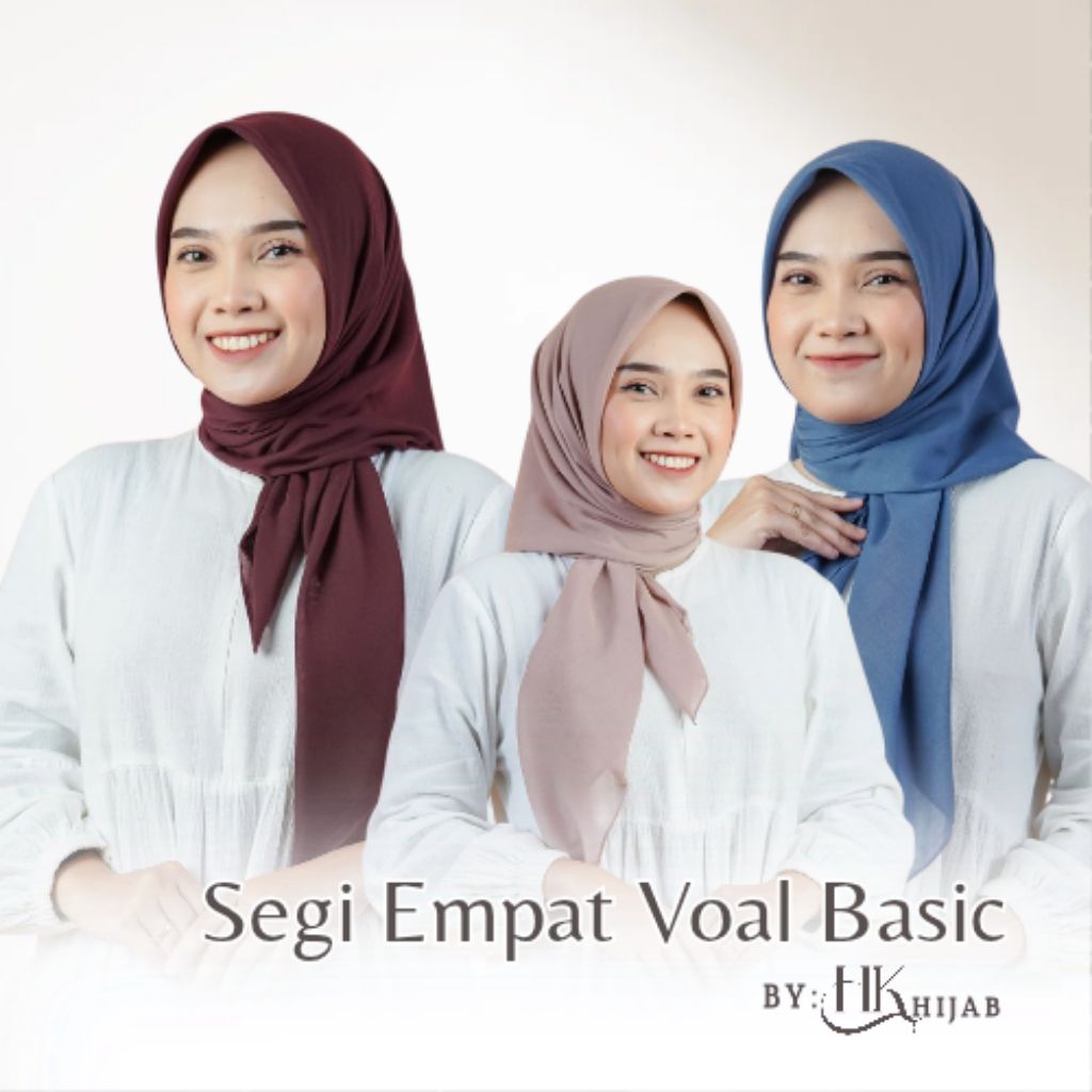 SEGI EMPAT VOAL PREMIUM JAHIT TEPI // JILBAB VOAL JAHIT TEPI SEGI EMPAT VOAL PREMIUM POLOS ANEKA WAR