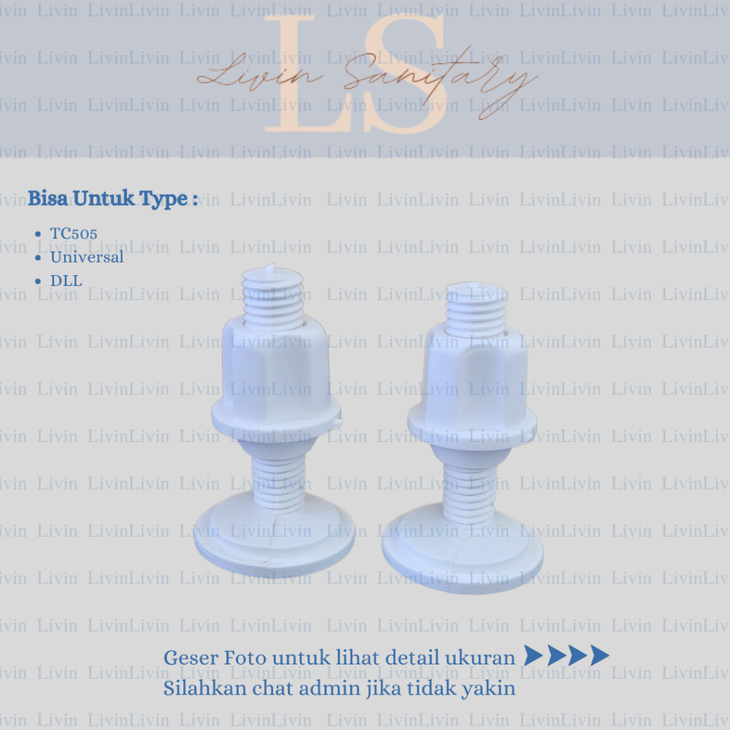 Baut kloset duduk model bulat 3,3cm tutup kloset 505 atau united plastik ABS kuat dan awet // Baut T