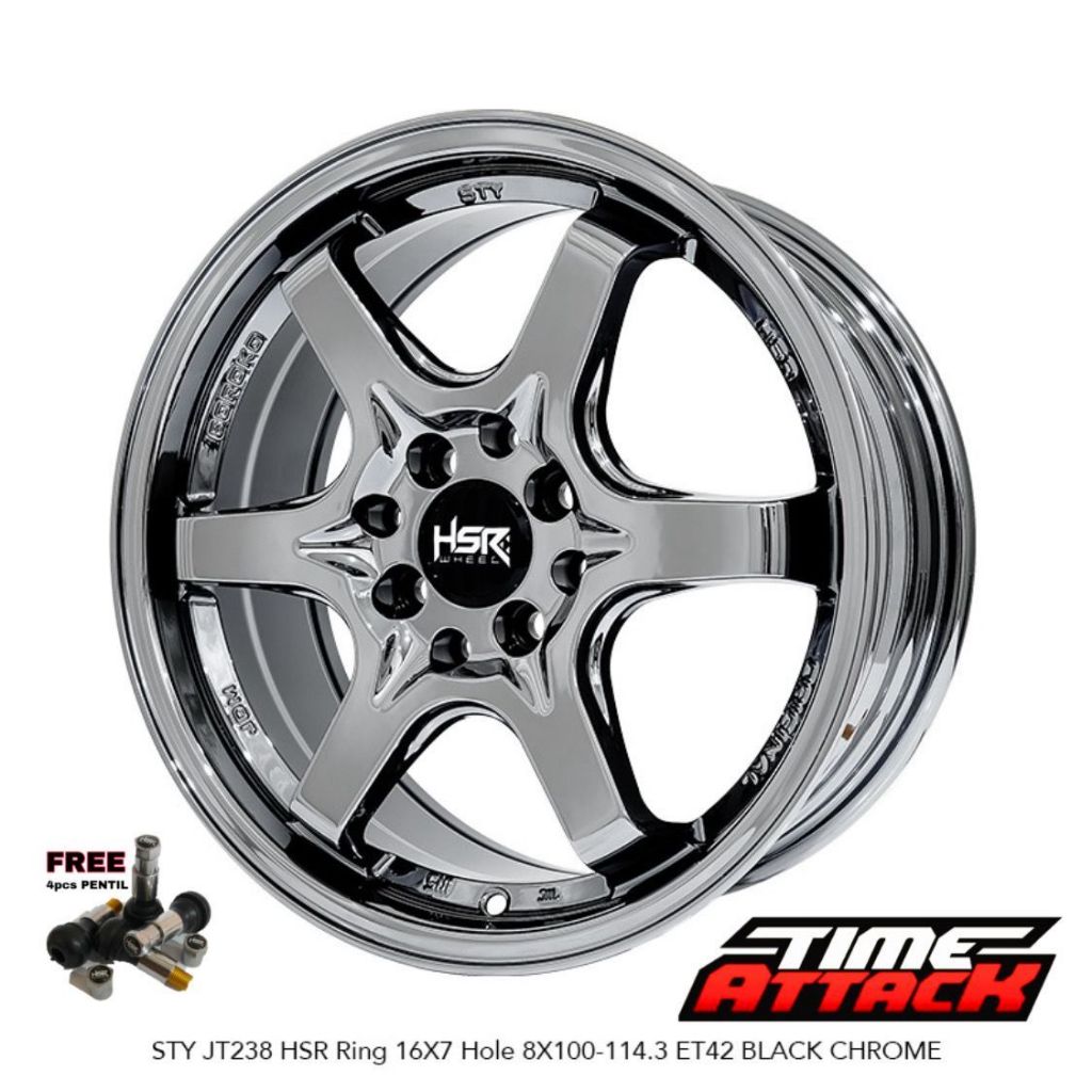 Velg Mobil BYD ATTO 1 Ring 16 HSR WHEEL Tipe STY Black Chrome Velg Hsr R16