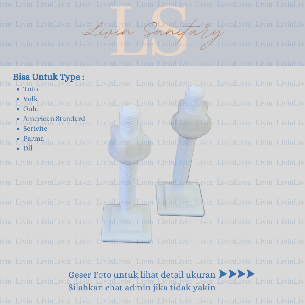 Baut kloset duduk model kotak 3cm kotak universal bahan plastik ABS & anti pecah // Baut Tutup Klose