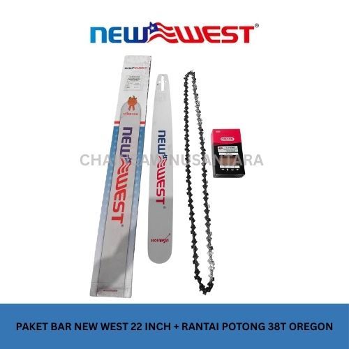 1 SET PAKET BAR 22 INCH NEW WEST + RANTAI 72X38T POTONG OREGON COMBO HEMAT RANTAI SENSO 22" ORI BEST