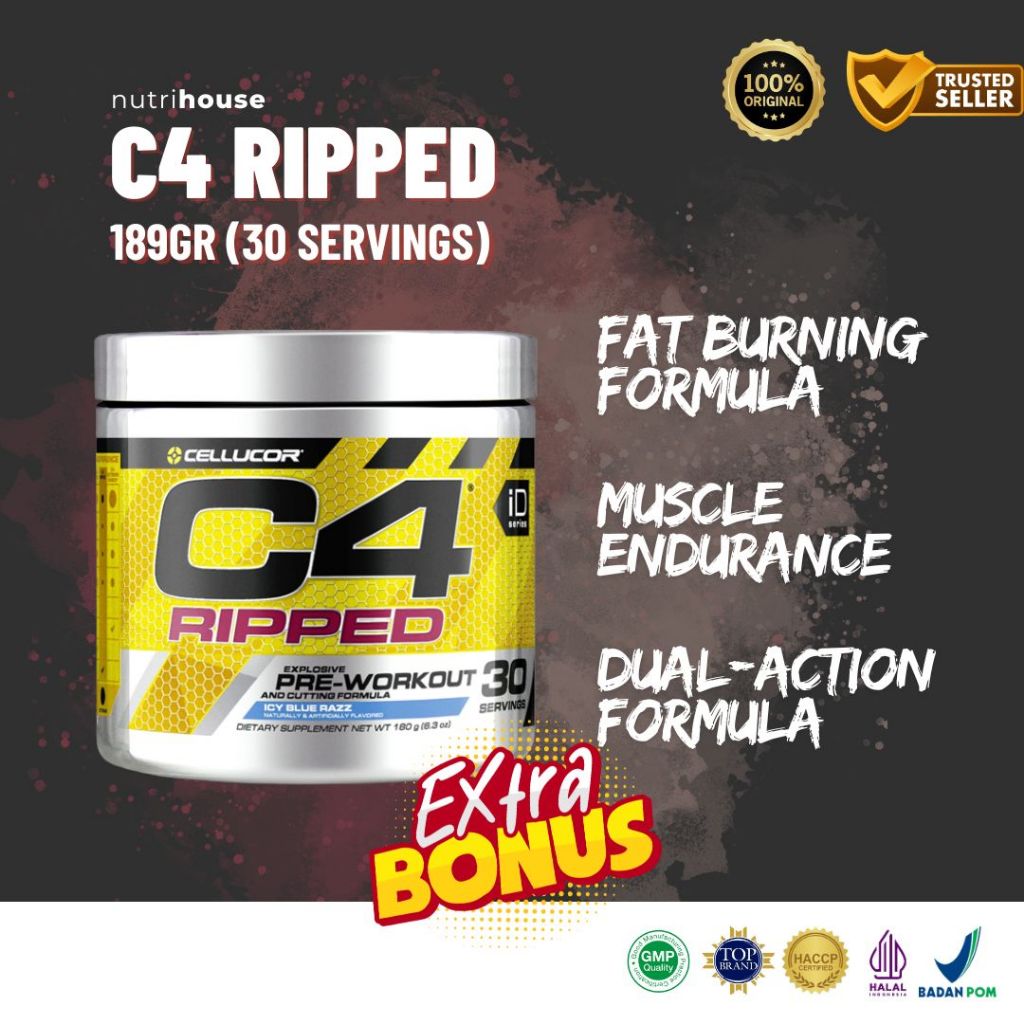 C4 Ripped 30 servings Pre Workout PWO Weight Loss Formula Fat Burner Pembakar Lemak
