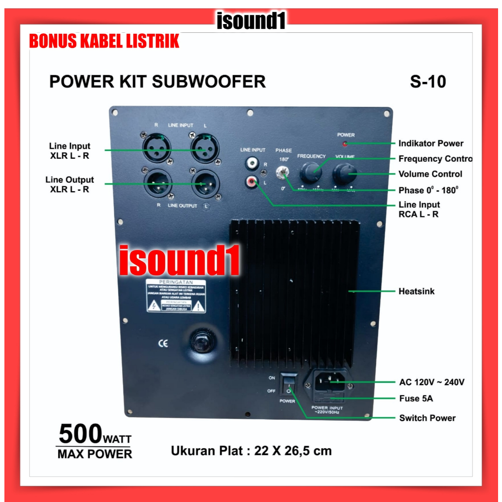 MESIN POWER KIT SUBWOOFER AKTIF S-10 AMPLIFIER AMPLI SUB ACTIVE S 10 BISA 12IN 15IN 18IN BASS MANTAP