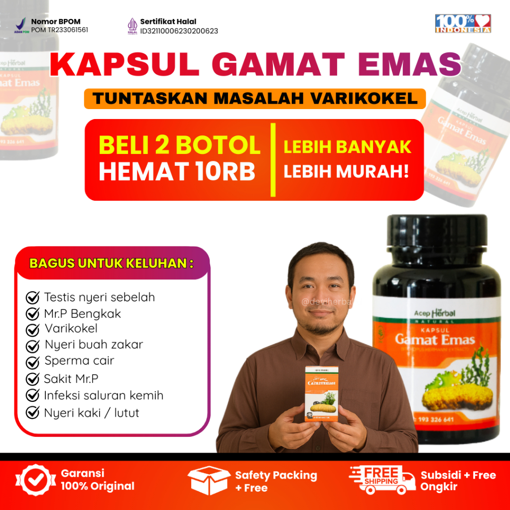 KAPSUL GAMAT EMAS ISI 50 CPS - EKSTRAK GAMAT ASLI ORIGINAL MULTIKHASIAT - 100% ORIGINAL {BISA COD}