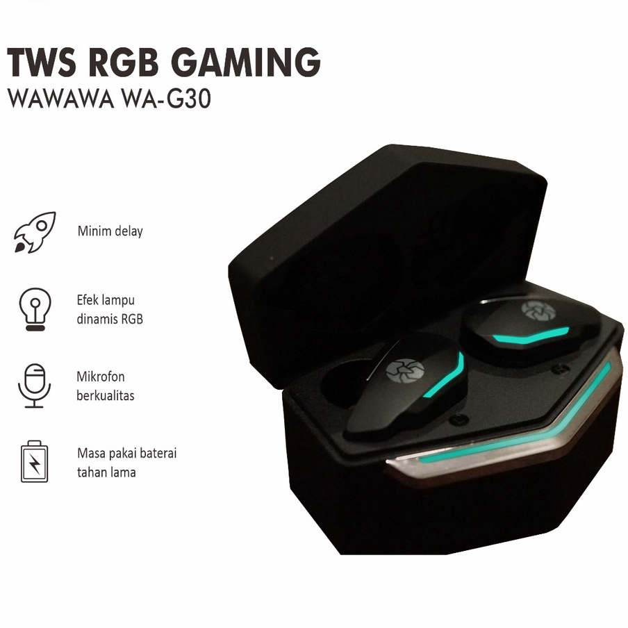 WAWAWA WA-G30 TWS BattleBeat True Wireless Gaming Stereo with RGB Light Built for Gamers