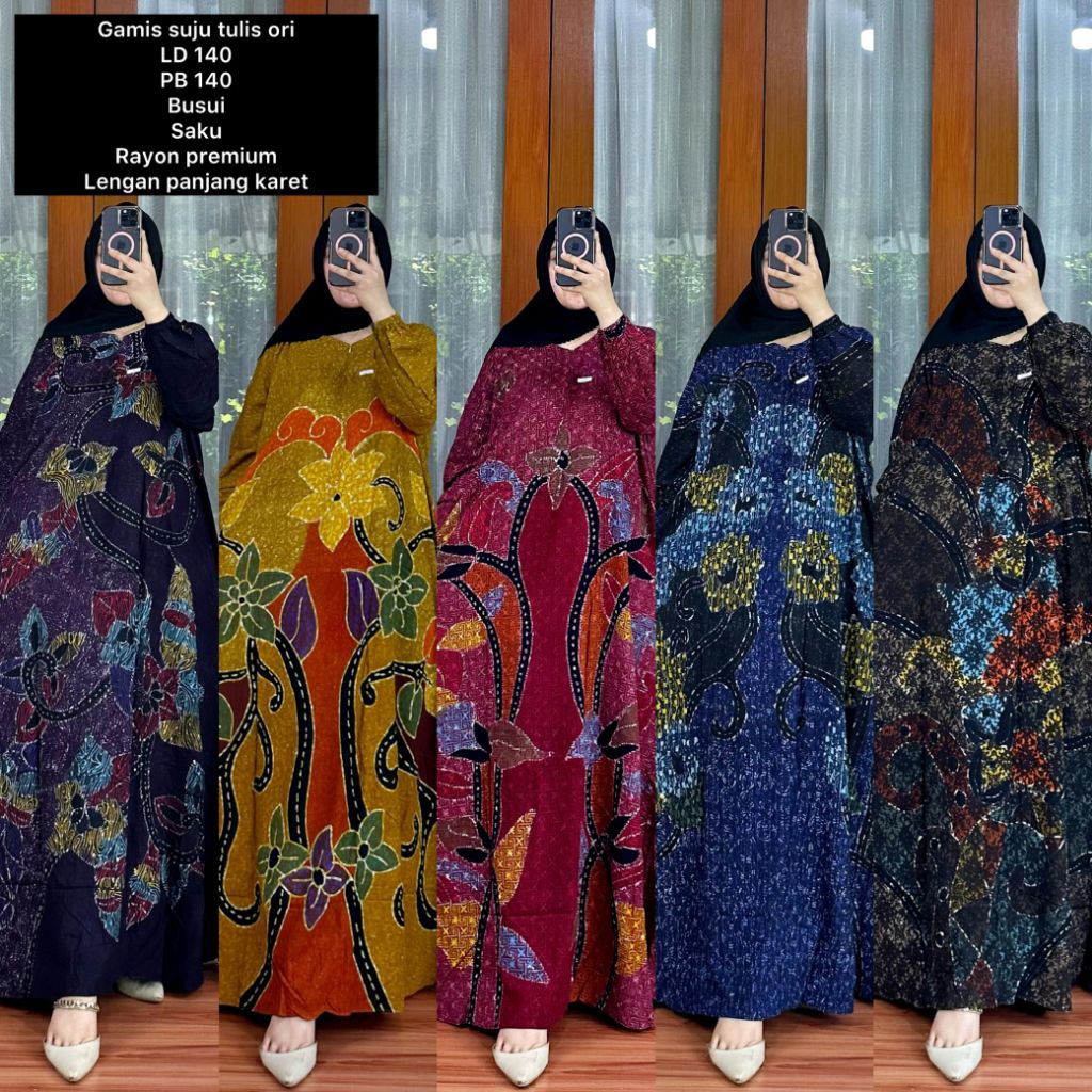 Gamis storjoan jumbo Ld. 120 130 140 cm suju kaftan multicolour rayon premium batik cap tulis