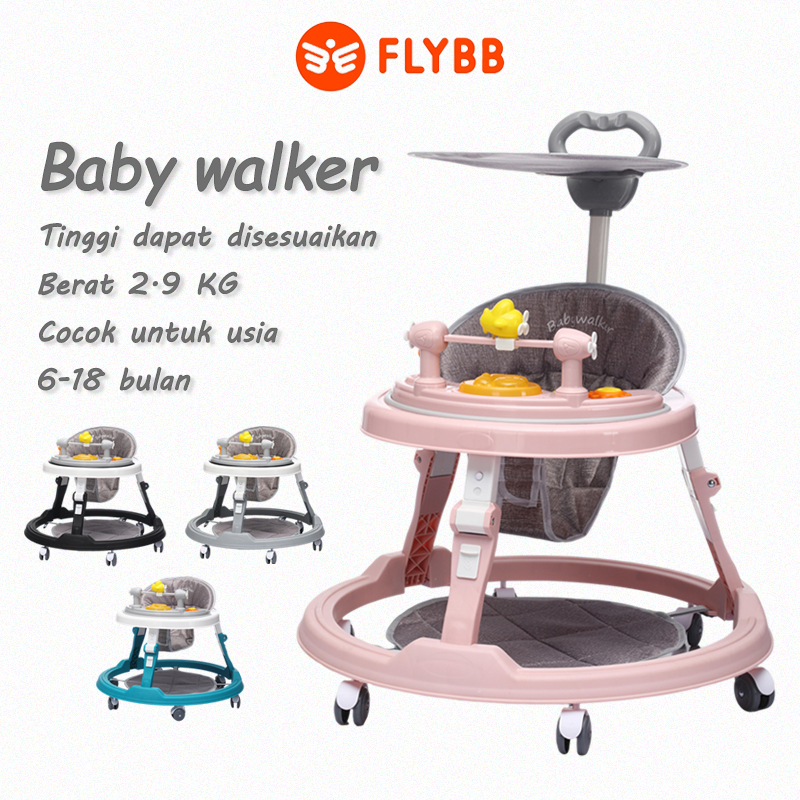 FLYBB Kereta Belajar Jalan Bayi Tinggi Dapat Disesuaikan Kereta Belajar Jalan Yang Dapat Dilipat