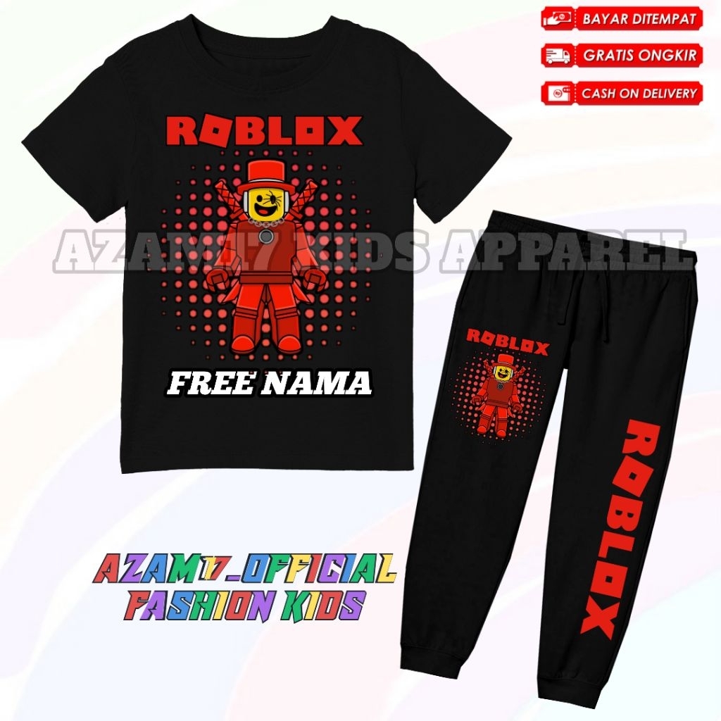 (BISA COD) Setelan Kaos Jogger Anak Roblox Sammy Free Nama / Setelan Kaos Celana Jogger Anak Game Ro