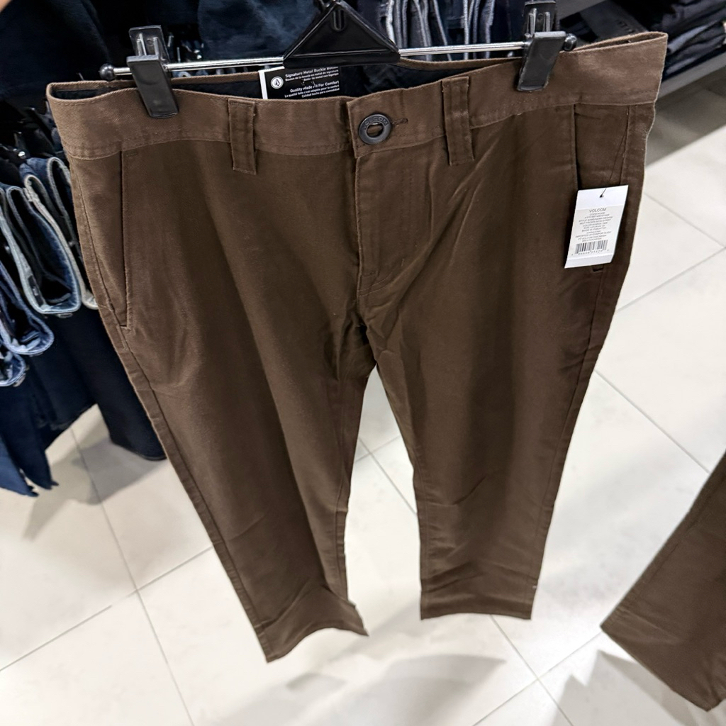celana panjang pria volcom original mlp frickin mod stret dark khaki